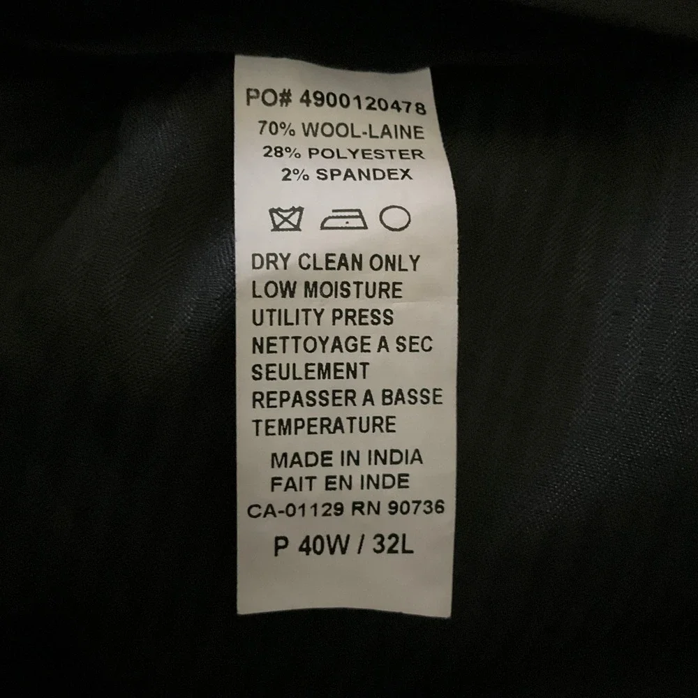 Lauren Ralph Lauren Mens High Performance Wool‎ Pleated Dress Pants 40W 30L